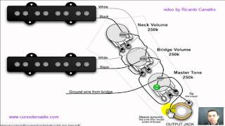 Ligação de captador de baixo modelo Jazz Bass passivo [upl. by Nnav]