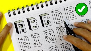 🟢 How To Draw Alphabet Lettering A  Z in 3D Easy Simple For Beginners  Easy Art [upl. by Nwatna]