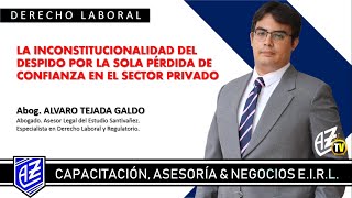 Inconstitucionalidad de despido por perdida de confianza en sector privado  Ab Alvaro Tejada Galdo [upl. by Gilson756]