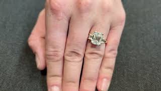 Emerald Cut Lab Diamond Engagement Ring with Trapezoid Moissanite Three Stone Design [upl. by Debbie]