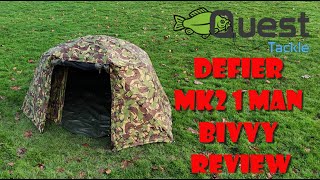 QUEST TACKLE DEFIER Mk2 1 MAN BIVVY in DPM REVIEW [upl. by Ainaznat]