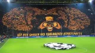 BVB Südtribüne Choreo 09042013 CL Viertelfinale Borussia Dortmund  FC Malaga HD [upl. by Ryhpez]