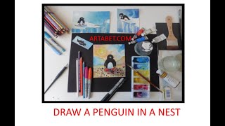 How To Draw A Penguin In A Nest [upl. by Ecnedurp]