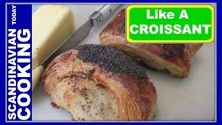 Tebirkes med remonce opskrifter  Danish Pastry Poppy Seed Roll  Like a Croissant [upl. by Pressman]