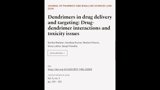 Dendrimers in drug delivery and targeting Drugdendrimer interactions and toxicity i  RTCLTV [upl. by Ardnosac]