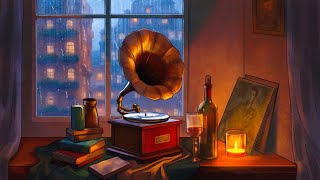 cozy vintage jazz playing in another room and its raining [upl. by Olmsted]