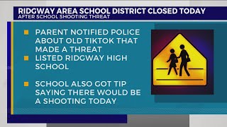 Ridgway Area SD closed Friday after alleged shooting threat [upl. by Anetsirhc40]