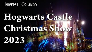 Hogwarts Christmas Light Show 2023  Wizarding World of Harry Potter [upl. by Spielman439]