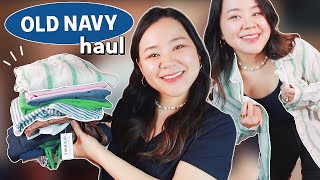 old navy midsizepetite tryon haul 🛍️ dresses pants basics etc [upl. by Regina]