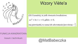 Uzasadnij że jeśli równanie kwadratowe ma pierwiastki to suma ich odwrotności jest równa bc [upl. by O'Hara475]