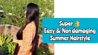 Less damaging hair style  Summer hairstyles ytshorts [upl. by Darrej]