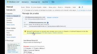 Cómo desmarcar correos Spam en Hotmail [upl. by Bijan]