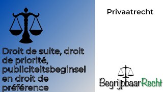 Privaatrecht droit de suite droit de priorité publiciteitsbeginsel en droit de préférence [upl. by Amitie]