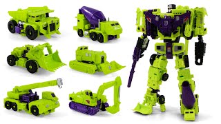 Transformers Green Color Downsized Devastator 6 Constructicon Combine Vehices Robots Toys [upl. by Ntsyrk]