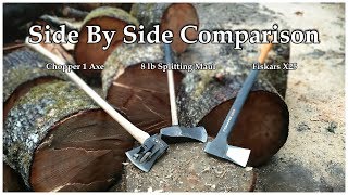 Chopper 1 Splitting Axe vs 8 lb Splitting Maul and Fiskars X25 Splitting Axe [upl. by Dmitri854]