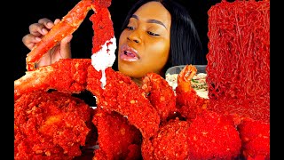 KING CRAB SEAFOOD BOIL MUKBANG  FRIED HOT CHEETOS  SEAFOOD MUKBANG  ALFREDO SAUCE  ASMR EATING [upl. by Bezanson]