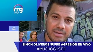 Simón Oliveros sufre violenta agresión en pleno despacho  Mucho Gusto 2020 [upl. by Ibib]