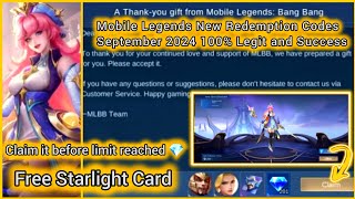 2 Mobile Legends Redeem Codes September 02 2024  MLBB Diamond code  Odette Starlight Skin [upl. by Iru898]