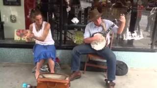 Turned Earth busking quotLiza Janequot Asheville Street Music bus [upl. by Nylannej]