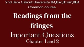 Readings from the fringes Important question and answers chapter 1 and 2 [upl. by Alcott45]