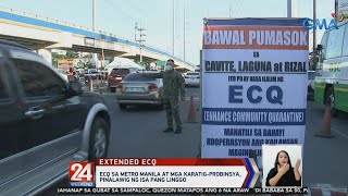 ECQ sa Metro Manila at mga karatigprobinsya pinalawig ng isa pang linggo  24 Oras Weekend [upl. by Cas]