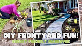 Giving our BORING front yard a Makeover on a BUDGET  DIY front yard landscaping project [upl. by Alik589]