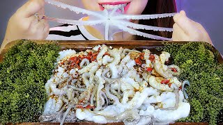 ASMR EATING RAW OCTOPUS X SEAGRAPES  EATING SOUNDS  LINHASMR [upl. by Eurydice685]