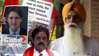 New Delhi Hindu group protests against Trudeau while India’s Sikhs worry about “atmosphere of fear” [upl. by Abeh226]