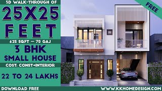 3 Bedroom House Design 25x25 Feet With Parking  25 by 25 Feet  625 Sqft House Plan80 [upl. by Zeculon]