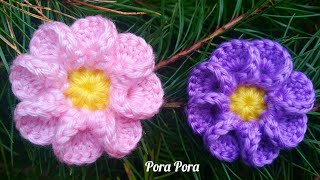 How To Crochet A Flower I Crochet 8 Petals Flower I Crochet 3D Flower [upl. by Iddo156]