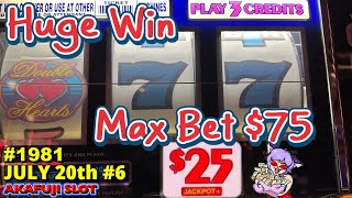 Huge Jackpot Double Hearts Slot Machine Blazing 7s Slot High Limit [upl. by Booze677]