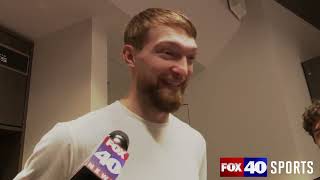 Domantas Sabonis on his Kings bouncing back from Pistons loss with blowout win over Nuggets [upl. by Ynnaej925]