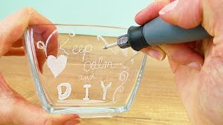 DIY Geschenkidee GLAS GRAVIEREN für die beste Freundin  Kathi testet den dremel 3000 [upl. by Klockau]