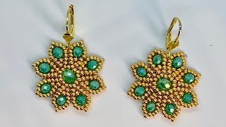 Blomma Earrings 💎 beadingtutorial [upl. by Grenville]