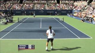 Federer vs Mathieu  R3 US Open 2010 HD [upl. by Fredia379]