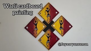 Easy warli paintingwarli cardboard paintingwarli wall hanging painting [upl. by Janeva283]