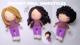 Easy hairstyles tutorial for Amigurumi dolls  Customizable hair for crochet dolls [upl. by Nuahsal]