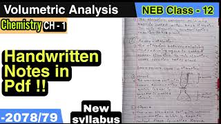 Volumetric Analysis Class 12 NEB Notes  Chemistry New Course  In pdf   Nepali ScienceGuru [upl. by Schnorr]