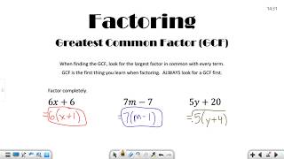 Factoring GCF [upl. by Zerep]