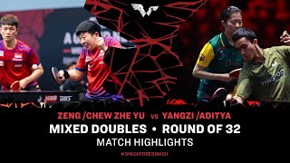 Zeng JianChew Zhe Yu Clarence vs Yangzi LiuAditya Sareen  XD R32  Singapore Smash 2024 [upl. by Bocaj676]