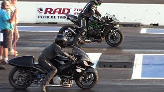 Nitro Hayabusa vs H2 Ninja and GSXR  motorbikes drag racing [upl. by Wauters398]