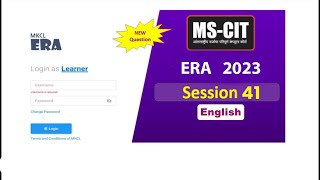 ERA Session 41 2023  MSCIT ERA Session 41  ERA Session 41 in English [upl. by Caldwell]