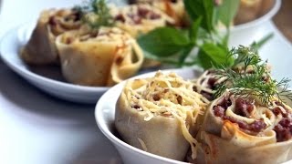 Savoury Crepe Ground Beef Rolls EASY AND DELECIOUS [upl. by Sucramraj163]