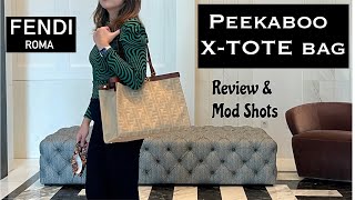 FENDI PEEKABOO X TOTE BAG IN MEDIUM CANVAS REVIEW [upl. by Aramat]