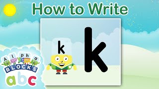 officialalphablocks  Learn How to Write the Letter K  ZigZag Family  How to Write App [upl. by Leesa]