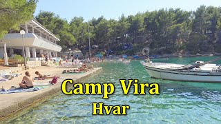 Camp Vira and beach  Hvar Croatia  4K [upl. by Leakim]