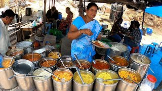 Hyderabad Famous Anuradha Aunty Serves Best Roadside Meal  NonVeg 80 Veg 60 Rs  Amazing Food Zone [upl. by Kushner]