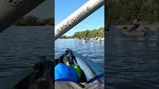 Motorboat passes us while testing the Itiwit 100 inflatable kayak [upl. by Nosemyaj246]