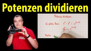 Potenzen dividieren  ganz einfach erklärt  Lehrerschmidt [upl. by Oirasec]