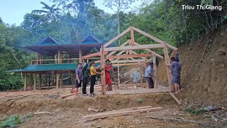 Timelapse Full video complete the girl build wooden house in the forest [upl. by Llewsor]